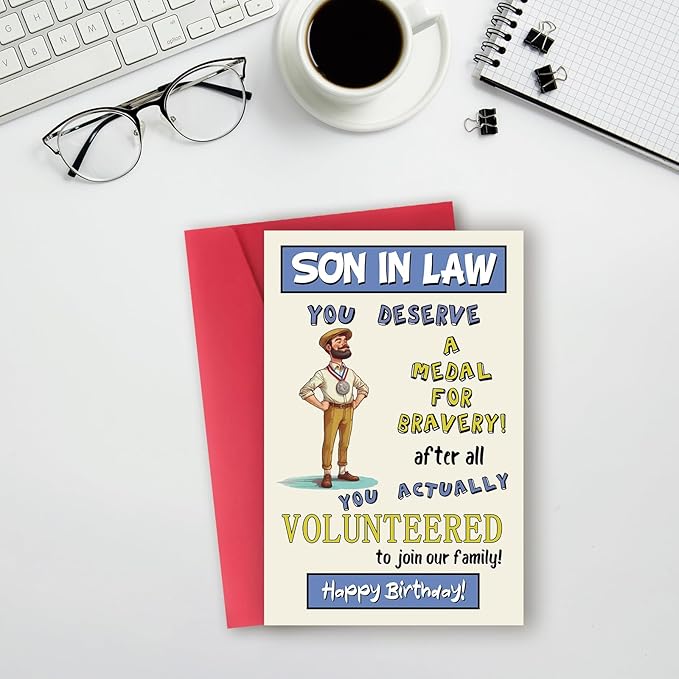 Funny Son In Law Birthday Card, Happy Son In Law Birthday Gifts, Son-In-Law Birthday Card