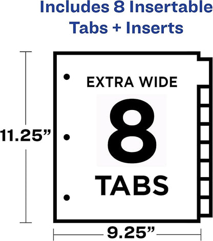 Avery Dividers for 3 Ring Binders, 8-Tab Sets, Two-Pocket Plastic Binder Dividers with Tabs, Multicolor, 24 Sets (11907)