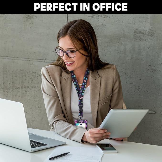 Cute ID Badge Holder with Lanyard Retractable Badge Reel Clip Funny Lanyards for ID Badges Name Tags Keychain for Office Teacher Doctor Student Women Men Nurse Accessories for Work