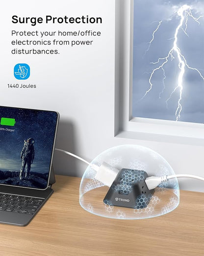 Desk Clamp Power Strip, Surge Protector with 5 AC Outlets and 3 USB Ports, Desk Mount Charging Station, Fit 1.97in Tabletop Edge Thick, 10FT Extension Cord, for Home Office Gaming Accessories