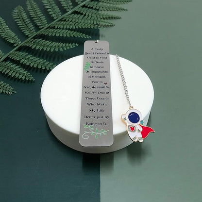 to Friend Bookmarks for Women Men Best Friend Birthday Graduation Farewell Gifts True Friendship Appreciate Engraved Quote Bookmark Personalized Book Lover Christmas New Year Cute Astronaut Keepsakes