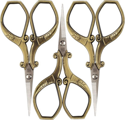 JubileeYarn Chinese Wing & Cloud Embroidery Craft Scissors - Bronze - 3 Scissors