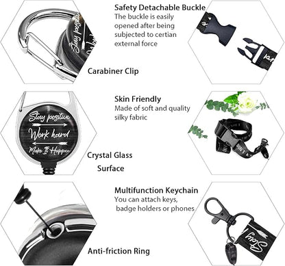ID Badge Holder with Breakaway Lanyard, Inspirational Quote Lanyards for ID Badges Ajustable, Positive Retractable Badge Reel Heavy Duty, Teacher Nurse Work Office Gifts