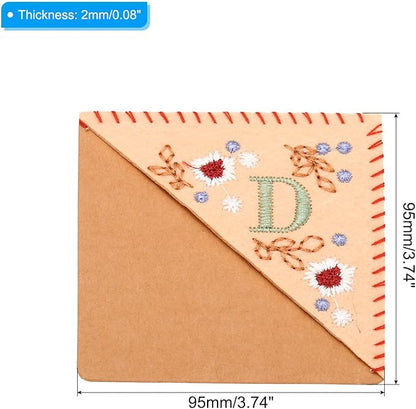 PATIKIL Personalized Embroidered Corner Bookmark, Cute Flower Felt Stitched Triangle Book Mark Page Marker for Women Men Book Lovers Teachers, Pink, Letter D