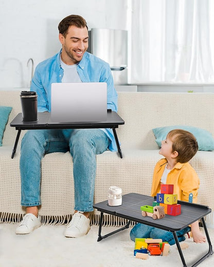 Laptop Desk for Bed Couch,Adjustable Bed Laptop Table,Laptop Stand for Bed,Portable Lap Desk for Laptop,Laptop Bed Tray Table with Cup Holder,Foldable Bed Table for Laptop and Writing Eating(Black)