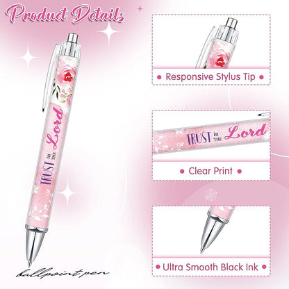 Tinlade 10 Pcs Christian Pens for Women Religious Ink Pens Easter Gifts Inspirational Quotes Bible Verse Ballpoint Funny Office Supplies for Women Men Coworker(Fresh Flower)