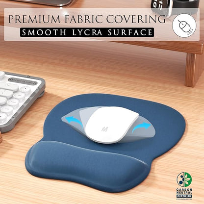 MROCO Ergonomic Mouse Pad with Gel Wrist Rest, Comfortable Mousepad with Smooth Wrist Support Surface and Non-Slip PU Base for Pain Relief, Computer, Laptop, Office & Home, 9.4 x 8.1 in, Navy Blue