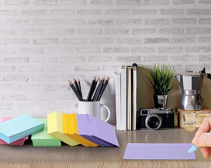 TFLFL Index Paper Cards 3x5 Inch, 1200PCS Flash Cards, Thin Note Cards Paper 8 Colors Ruled Index Cards, Assorted Lined Colored Flashcards, Study Card Memo Scratch Pad for Home Office School