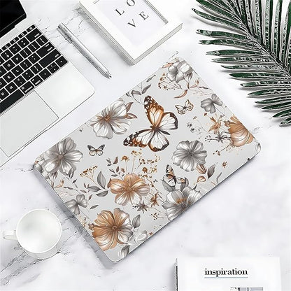 Compatible with 13.3 Inch MacBook Air A1466/A1369, Gold Flowers Butterfly Hard Plastic Shell Cover Case