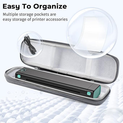 Odaro Portable Printer Storage Travel Carry Case, Compatible with M08F Letter, M08F A4, MT800 Thermal Printer, Compact and Lightweight, Waterproof and Shock Proof - Grey