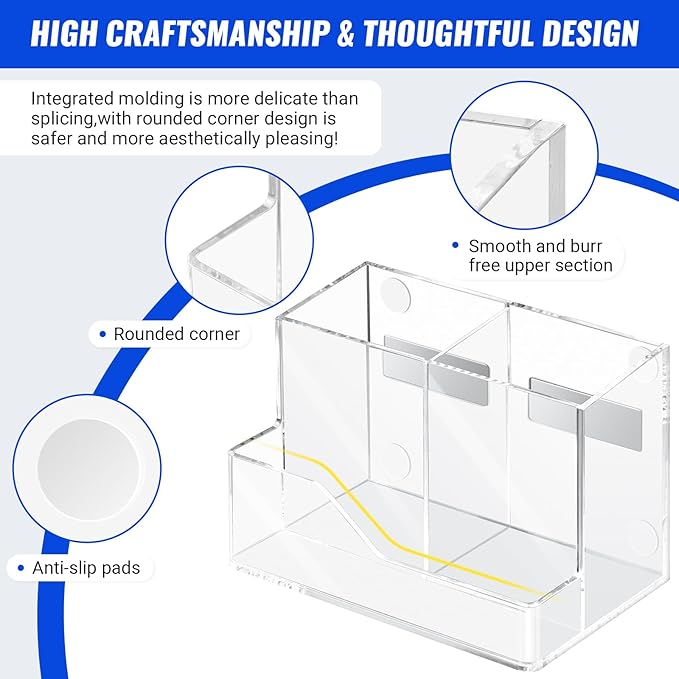 Simetufy Clear Magnetic Dry Erase Marker Holder for Refrigerator, Partition Non-slip Acrylic Whiteboard Marker Holder with Large Slots for Magnetic Board, or Metal Surfaces for Fridge, Lockers, Washer