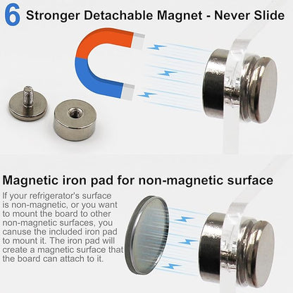 Magnetic Acrylic Calendar for Fridge Magnetic Calendar for Refrigerator, 16"X12" Clear Monthly Weekly Planner 3 Pcs Acrylic Dry Erase Board Magnet Whiteboard
