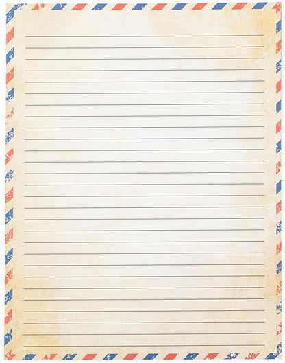 50 Pack Airmail Paper - Airmail Writing Paper - Blue Air mail Paper for Letter Writing, Invitations, Love Letters, Military Correspondence, Christmas letters, Vintage Letters - Size 8.5 x 11 inch