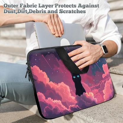 Universal Tablet Laptop Sleeve Case 10 inch, Pink Sky Cat Slim Carrying Case Durable Handbag Travel Laptop Bag for 7 to 10-inch Laptops/Notebook/Kids Tablet/ipad/eBook Readers