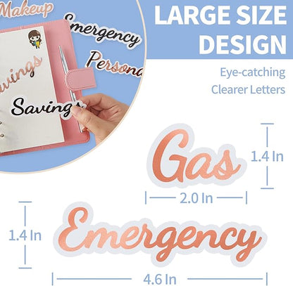 80 Cash-Envelope Budget Category Stickers - Rose Gold Vinyl Decals, Budget Binder Labels for Finance Planner & A6 Cash Binder, Budgeting Category Letter Stickers for Budget Wallet, Money Organizer