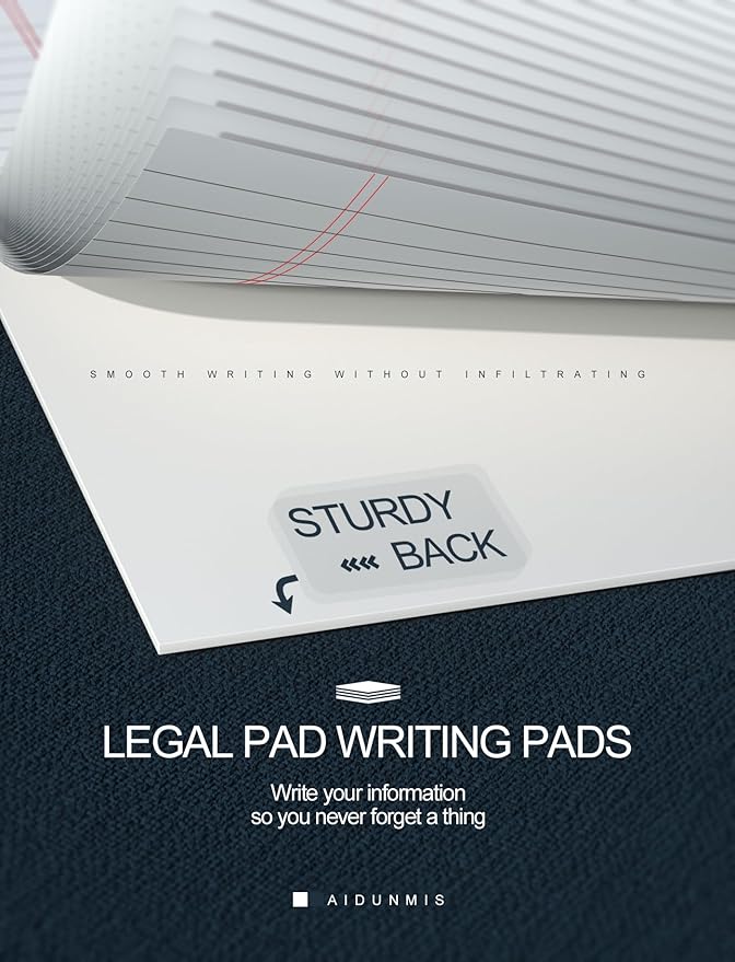 3 Pack Small Legal Pads 5x8 White Notepads Paper Tablets 5x8 Legal Pad 80 GSM Lined Note Pads of Paper 5x8 College Ruled Writing Pads 30 Sheets/Pad, 25 Lines Note Pads for School, Office