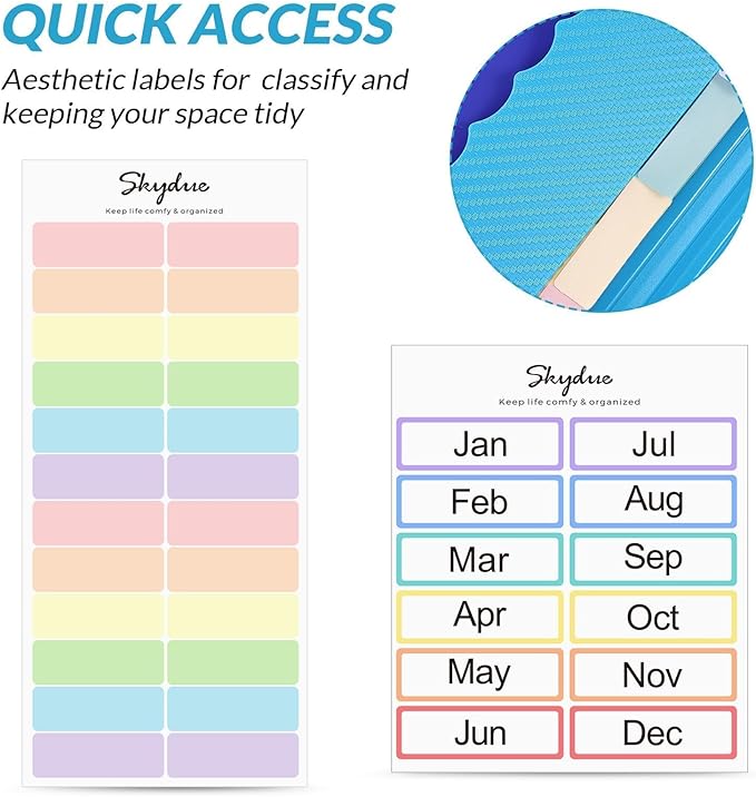 SKYDUE File Organizer, 12 Pockets Accordian File Organizer, Letter Size Expanding File Folder with Colored Tabs and Expandable Cover Portable Bill Receipt Organizer Blue