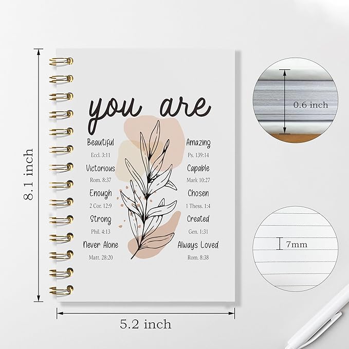 Inspirational Christian Notebook - Christian Gifts Journal, Daily Prayer Journal, Spiral Bible Notebook, Christian Gifts Journal, Spiritual Journal for Women, 5.5x8.3 Inches
