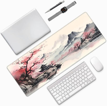 Gaming Mouse Pad Desk Pad,Extended Big Mouse Pad,31.5x11.8 Inch Long Computer Keyboard Mouse Mat Mousepad with 3mm Non-Slip Base and Stitched Edge for Gaming and Office