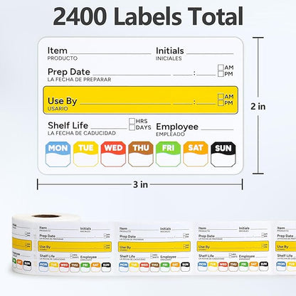 Restaurant Quality Shelf Life Food Rotation Labels, 2” x 3” Self-Adhesive Removable Freezer Food Labels Stickers, Perfect for Reusable Containers, Easy to Remove, Food Safety Date Sticker (8 PCS)