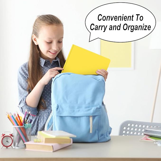 Folders with Pockets,SANXUEWJ 30 Pack Two Pocket Folders Business Card Holder Plastic Folders with Prongs for School Office Filing Cabinet Resume Portfolio (Yellow)