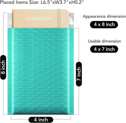 Fuxury 4x8 Bubble Mailer 260 Pack Teal Padded Envelopes for Mailing, Small Bubble Mailers Usable Size 4x7" Bubble Envelopes Self-Seal Padded Mailers for Small Business Shipping Bulk#000