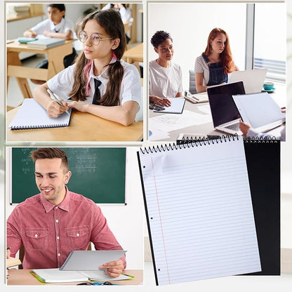 10 Pcs Legal Pads 3 Hole Punched Top Bound Spiral Notebook Tear Line for Easy Removal 8.5 x 11 in Hard Cardboard Paper College Ruled Notepad Spiral Note Pad for Office School (White)