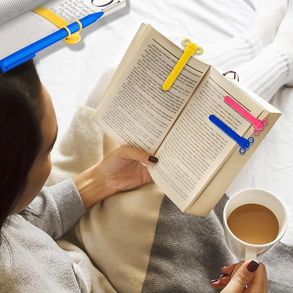 3pcs Page Bookmarks for Reading, Automatic Book Marks Tailored for Book Enthusiasts, Unique and Cute Book Page Holder Markers Clip Reading Accessories Gifts（Rose Yellow Blue）