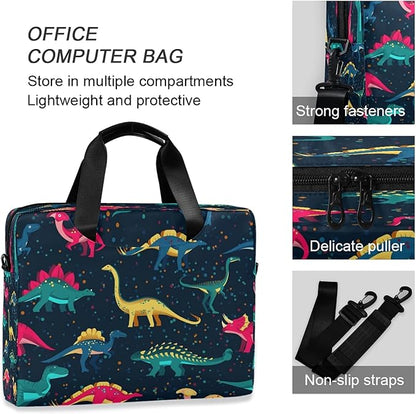 ALAZA Cute Dinosaurs Laptop Messenger Bag Case Sleeve Briefcase for Men Women, Multicolor
