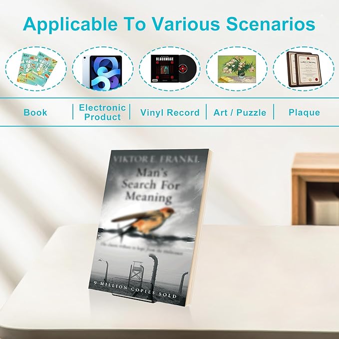 Boloyo Acylic Upright Display Stand, 6PC 4 Inch Clear Display Holder Easel Base Picture Frame for Home Office School Store to Display Book, Vinyl Record, Album, LP Cover, Artworks, CDs