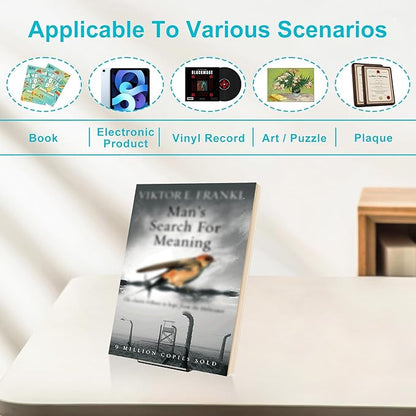 Boloyo Acylic Upright Display Stand, 6PC 4 Inch Clear Display Holder Easel Base Picture Frame for Home Office School Store to Display Book, Vinyl Record, Album, LP Cover, Artworks, CDs