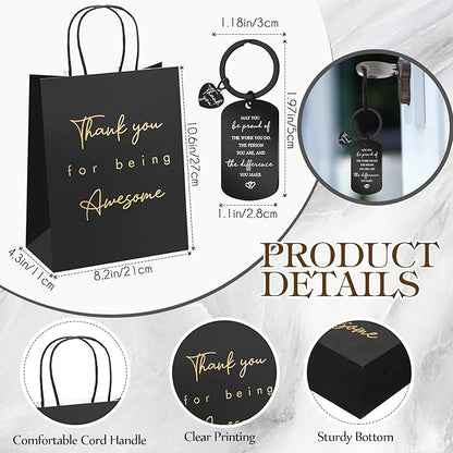 12 Set Employee Appreciation Gifts Bulk Inspirational Gifts Team Gift Bag PU Leather Notepad Holder with Pen Holder Team Keychain Ballpoint Pen Bulk Gifts for Colleagues Employees(Proud)