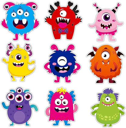 BeYumi 45Pcs Monster Cutouts Bulletin Board Decorations Set Colorful Cartoon Wall Decals Stickers DIY Cardstock Paper Cutout for Back to School Classroom School Nursery Bedroom Monster Birthday Party