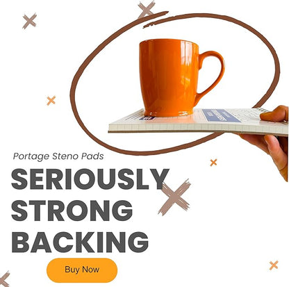 Portage Steno Notebook | 6" x 9" With Ultra Thick Backing Perfect For Writing Wherever You Need, 70 Sheets of Quality, Wide Ruled Paper, Top Spiral Bound