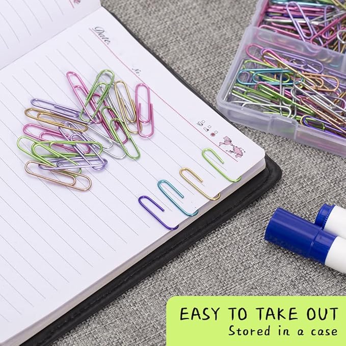 Paper Clips, 240pcs Medium Size Colored Paper Clip, PaperClips Assorted Colors, Paper Clips for Paperwork Office School and Personal Use