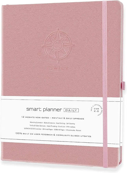 Smart Daily Planner - Achieve Goals & Increase Productivity, Time Management & Happiness - Weekly Monthly Day Planner with Gratitude Journal, Hardcover, Undated Business Planner