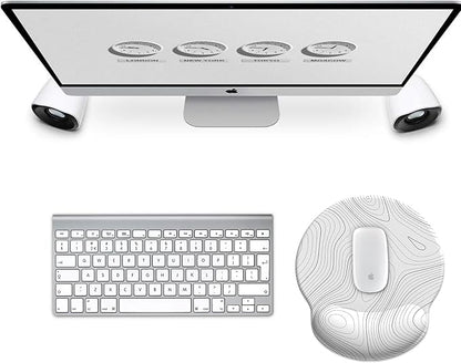 eulps Mouse Pad with Wrist Rest, Comfortable Computer Mousepad with Gel Wrist Support Smooth Surface and Non-Slip PU Base for Pain Relief, Laptop, Office & Home (White Line)