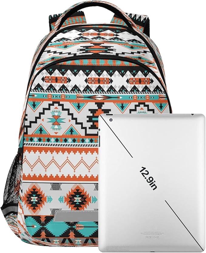 AUUXVA Ethnic Geometric Chevron Aztec Backpack School Bookbag Laptop Purse Casual Daypack for Teen Girls Women Boys Men College Travel 16.7x11.6x6.9 inch