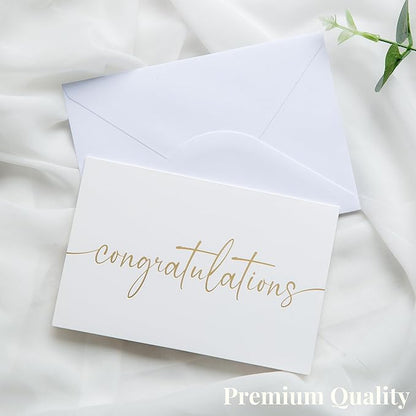 Congratulations Cards with Envelopes and Matching Stickers, Matte Gold Foil Design - Bulk Pack of 20, 4x6 Inch Minimalistic - Suitable for Business, Graduation, Weddings and Milestone Celebrations