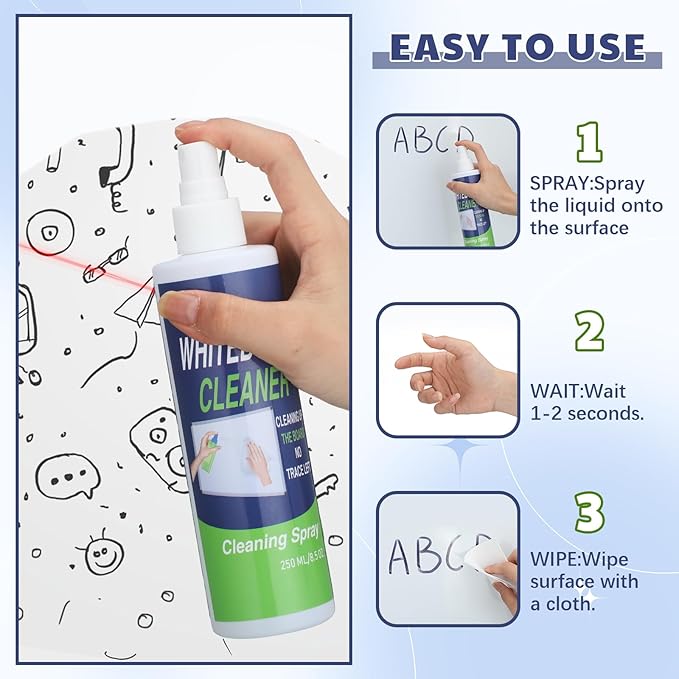 6 Pack Whiteboard Cleaner 8.5oz Dry Erase Board Cleaner White Board Cleaning Spray Dry Erase Cleaner Spray Removes Stubborn Marks from Whiteboard Chalkboard