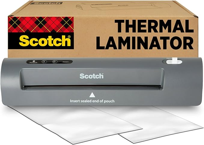 Scotch TL901X Thermal Laminator, 1 Laminating Machine, Gray, Laminate Recipe Cards, Photos and Documents, For Home, Office or School Supplies, 9 in.