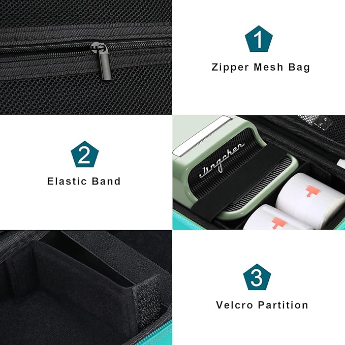 Canboc Carrying Case for NIIMBOT B21 B1 Inkless Label Maker, Portable Mini Bluetooth Thermal Label Printer Storage Bag fit Label Paper, Cable, Turquoise (Case Only)