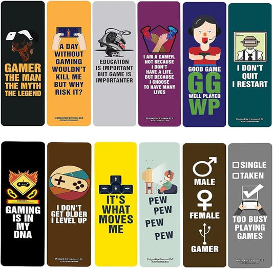 Creanoso I am a Gamer Series 2 Bookmarks (2-Sets X 6 Cards) – Daily Inspirational Card Set – Interesting Book Page Clippers – Great Gifts for Adults and Professionals
