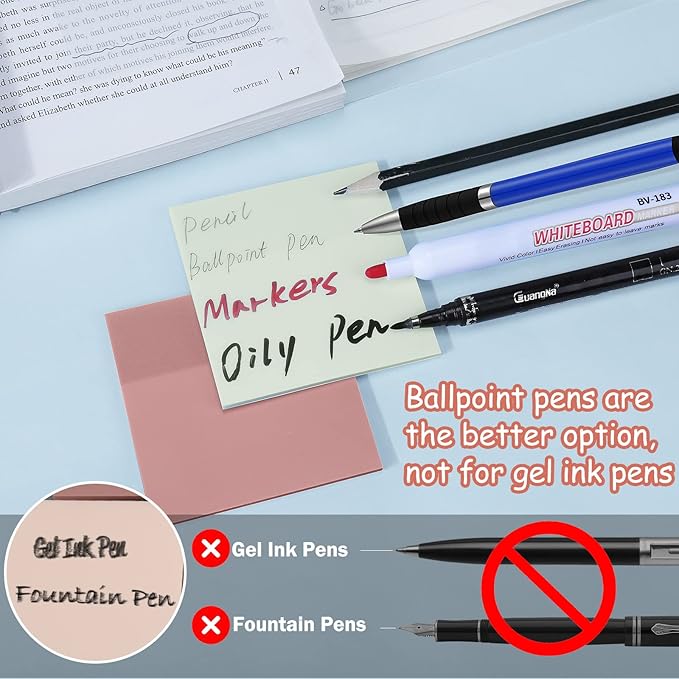 AIERSA Transparent Sticky Notes, 3"x3" Clear Sticky Notes Tabs Set for Annotation Books,Page Markers, Index, Bible Accessories, Aesthetic School Office Supplies,Neutral Pastel Colors,2 Pads