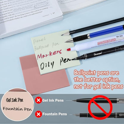 AIERSA Transparent Sticky Notes, 3"x3" Clear Sticky Notes Tabs Set for Annotation Books,Page Markers, Index, Bible Accessories, Aesthetic School Office Supplies,Neutral Pastel Colors,2 Pads