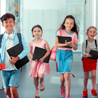 Cholemy 6 Pcs Plastic Pocket Folders with Prong 2 Heavy Duty Pockets Folders with 3 Prongs Letter Size Paper Folders Bulk File Plastic Folders with Fasteners for Office Workers (Black)