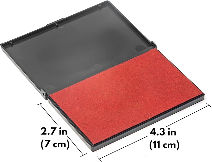Ink Pad for Rubber Stamps, Stamp Pad for Clear Impression Stamping, Quality Felt Pad Black Ink, Red Ink, Blue Ink (Red, M (2.7 * 4.3))