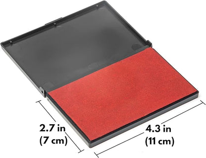 Ink Pad for Rubber Stamps, Stamp Pad for Clear Impression Stamping, Quality Felt Pad Black Ink, Red Ink, Blue Ink (Red, M (2.7 * 4.3))