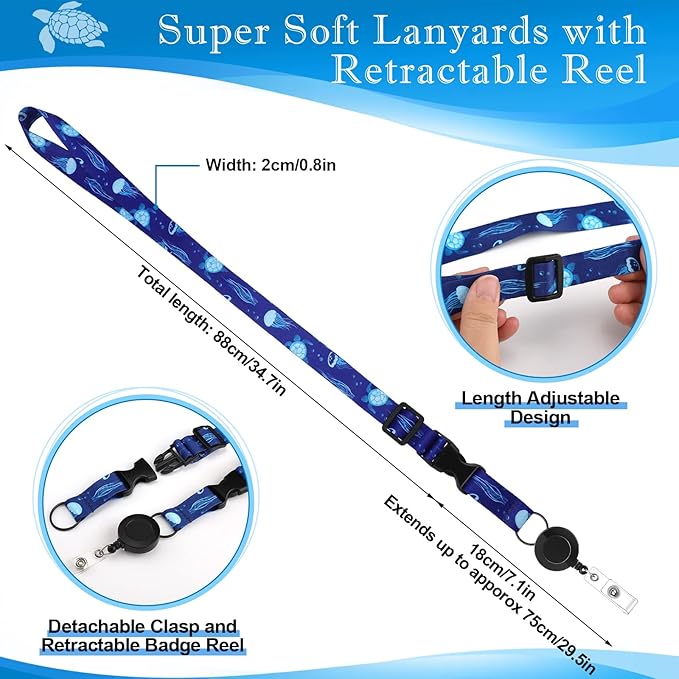 10 Sets Cruise Lanyards Retractable Carnival Cruise Lanyards with ID Holder Adjustable Lanyards with Detachable Badge Clip for Cruise Ship Cards.
