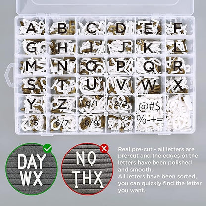 Double Sided Felt Letter Board with Rustic Wood Frame 10x10 Inch - Pre Cut & Sorted 725 Letters with Stand, Cursive Style Letters, Big Letters, Letter Organizer, Tabletop Display